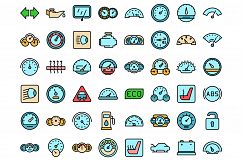 Car dashboard icons set vector flat Product Image 1