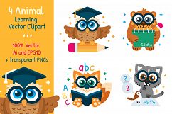 4 Animal Learning Vector Clipart Product Image 1