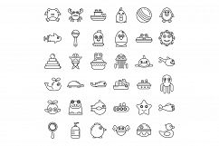 Modern bath toys icons set, outline style Product Image 1