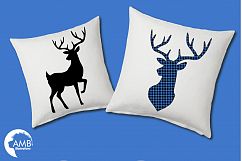 Lumberjack clipart, Blue Buffalo plaid, Forest animal silhouettes graphic, illustration, AMB-2359 Product Image 4