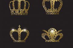  Set of gold and silver crown icons.  Product Image 10