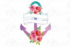 Hope anchors the soul watercolor floral clip art set, watercolor floral anchor digital clip art, Vector Illustrator, PNG, EPS, JPG files Product Image 4