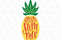 Aloha Summer. Silhouette of pineapple. Hand drawn typography design. SVG DXF PNG EPS Cutting Files Product Image 2