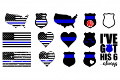 Police Blue Line Flag SVG Product Image 1