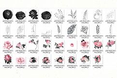 Black Pink and Silver Floral Clipart Product Image 3