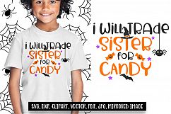 I will trade sister for candy Halloween svg Product Image 1