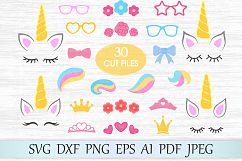 Unicorn svg, Unicorn bundle, Unicorn clipart, Unicorn eyelashes, Unicorn horn svg, Crown svg, Flower clipart, Unicorn hairstyle, Constructor Product Image 1