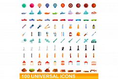 100 universal icons set, cartoon style Product Image 1