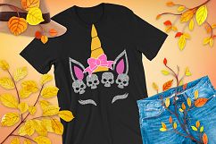 Halloween Unicorn with skulls and bow, svg for girls Product Image 2