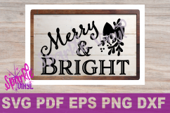 SVG Christmas Merry and Bright Sign Stencil Shirt Tshirt outfit svg file for circut and silhouette dxf eps png pdf  Christmas printable Product Image 5