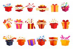 Surprise icons set, cartoon style Product Image 1