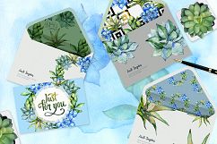 Succulent blue tropical plant PNG set Product Image 7