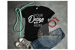 Mockup Black T-Shirt Mockup Dog Lover Black TShirt Mock up Product Image 1