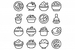 Mashed potatoes icons set, outline style Product Image 1