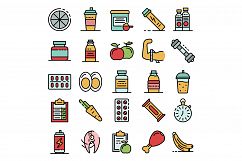 Sport nutrition icons set vector flat Product Image 1