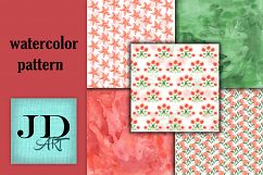 Red and green floral watercolor digital paper pack Product Image 3