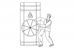 Gas Industry Worker Turning Pipe Valve Vector Product Image 1