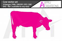 cow silhouette, color cow silhouette, / commercial use / cow animal silhouette, cow clipart, cow svg, eps, dxf, png image, cow vectors icon Product Image 2