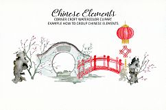 Watercolor Chinese Elements clipart Product Image 7