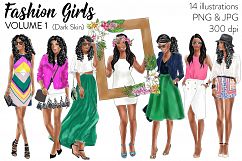 Fashion Girls - Volume 1 ( Dark skin) fashion illustration clipart Product Image 1