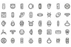 Wearable tracker icons set, outline style Product Image 1