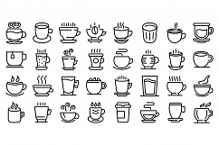 Mug icons set, outline style Product Image 1