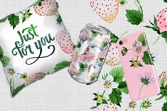 White Strawberry PNG watercolor fruit set Product Image 2