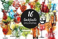 Cocktails. watercolor &amp; vector Product Image 1