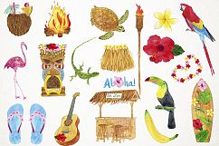 Watercolor Luau Clipart, Luau Clip Art, Hawaiian Clipart Product Image 2
