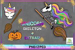 Halloween, Unicorn Skeleton, Clipart, Sublimation, Pumpkin Product Image 1