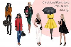 Fashion illustration clipart - fashion Girls Volume 11 - dark skin Product Image 4