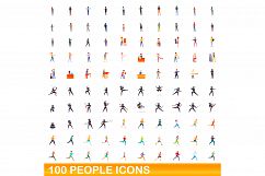 100 people icons set, cartoon style Product Image 1