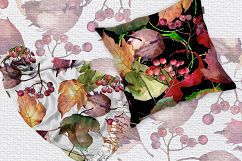 Autumn viburnum leaves PNG watercolor set Product Image 7