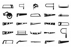 Saw tool icons set, simple style Product Image 1