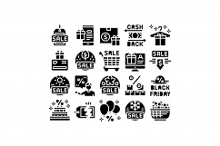 Cost Reduction Sale Glyph Set Vector Illustration Product Image 1