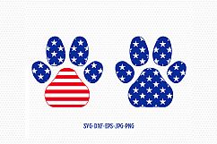 July 4th Paw Prints svg, paw dog svg, Fourth of July SVG, 4th of July Svg, Patriotic SVG, America Svg, Cricut, Silhouette Cut File, svg dxf Product Image 1