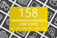 158 Shopping &amp; E-Commerce Line Inverted Icons Product Image 1