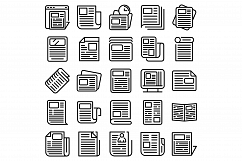 Newspaper icons set, outline style Product Image 1