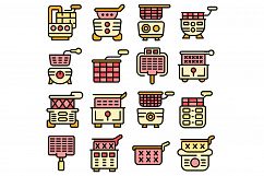 Deep fryer icons set vector flat Product Image 1