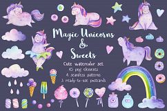 Watercolor Magic Unicorns &amp; Sweets Product Image 1
