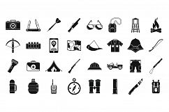 Africa safari equipment icons set, simple style Product Image 1