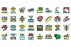 Floating market icons set vector flat Product Image 1