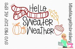 Hello Sweater Weather SVG Cutting File PNG DXF Product Image 1