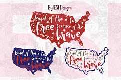 Land of the Free Because of the Brave - Printable and Cutting Files Product Image 1