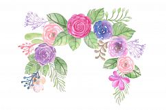 Watercolor Flowers Wedding Wreath Clipart Hand Painted Product Image 3