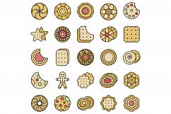 Biscuit icon set line color vector Product Image 1