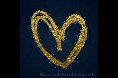 30 Gold Glitter Hand Drawn Heart Clip Arts Wedding Valentine Product Image 3