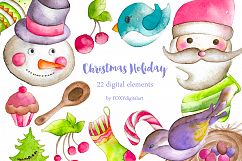 watercolor christmas clipart Product Image 1