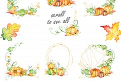 Thanksgiving pumpkins Fall watercolor Autumn clipart Product Image 2