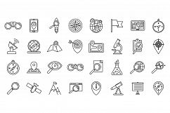 Research icons set, outline style Product Image 1